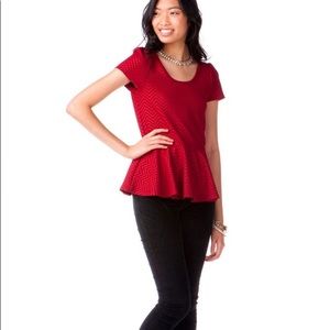 Wine ||  burgundy  chevron peplum top.